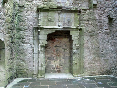 hall fireplace in castle