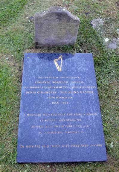 The grave of Denis O'Hampsey, the Blind Harper