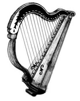 Drawing of the harp